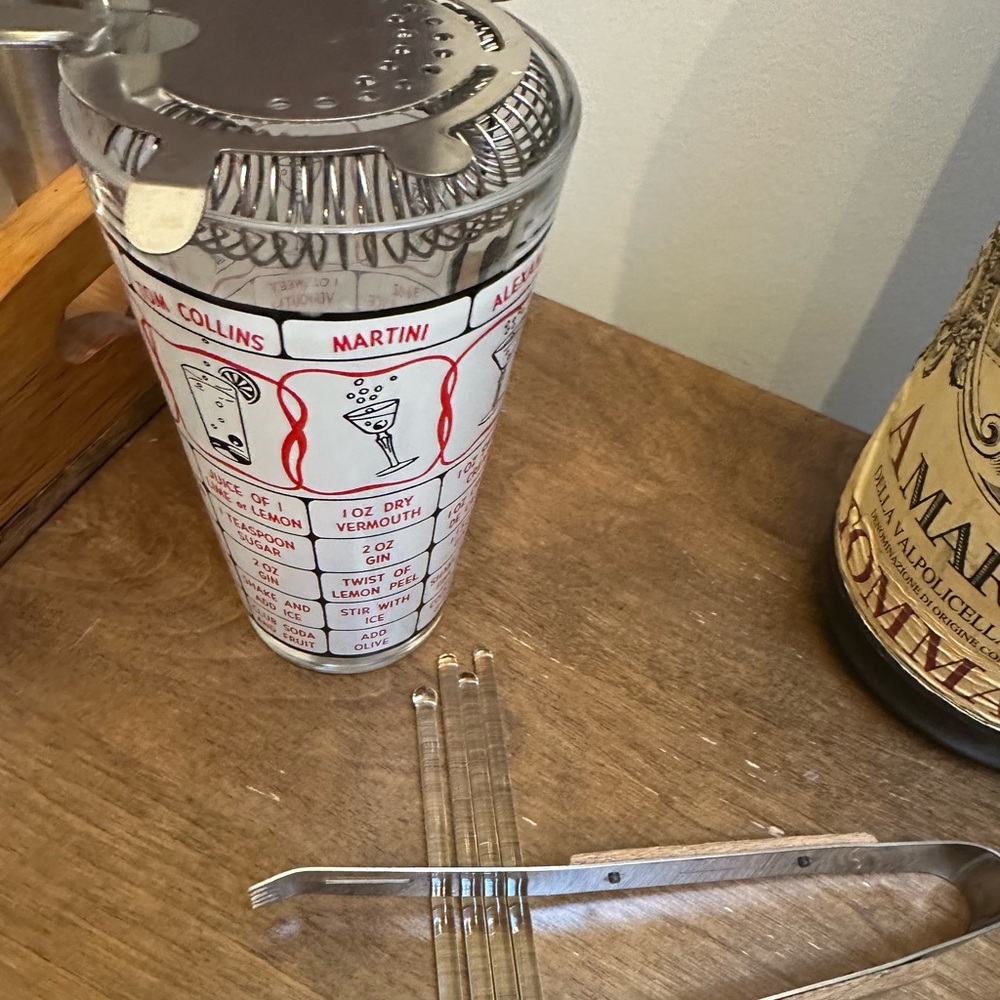 Retro Cocktail Shaker with Recipe Graphics